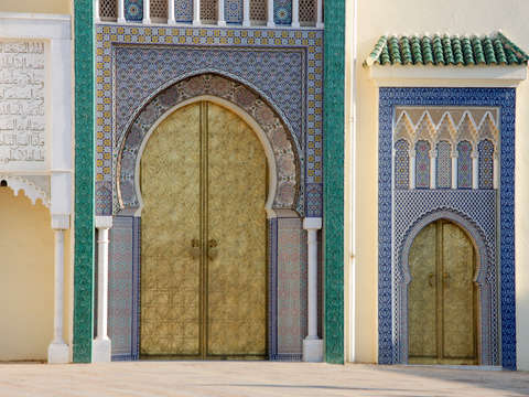 Decorative doors and tile wall 1