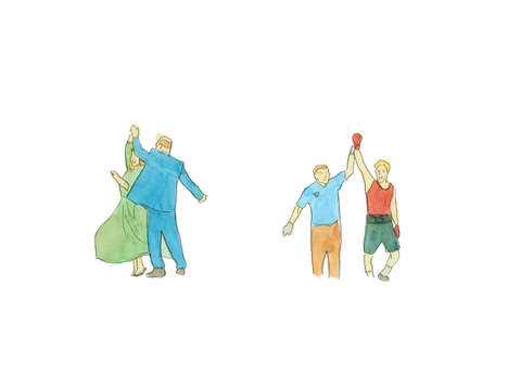 2 situations where arms are raised