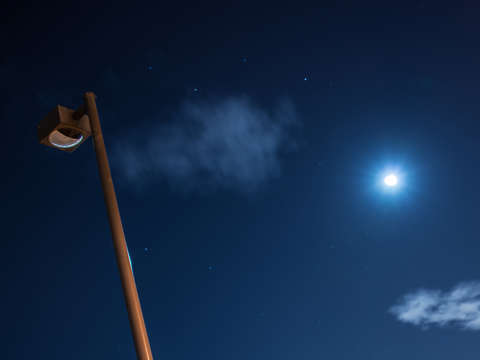 At night