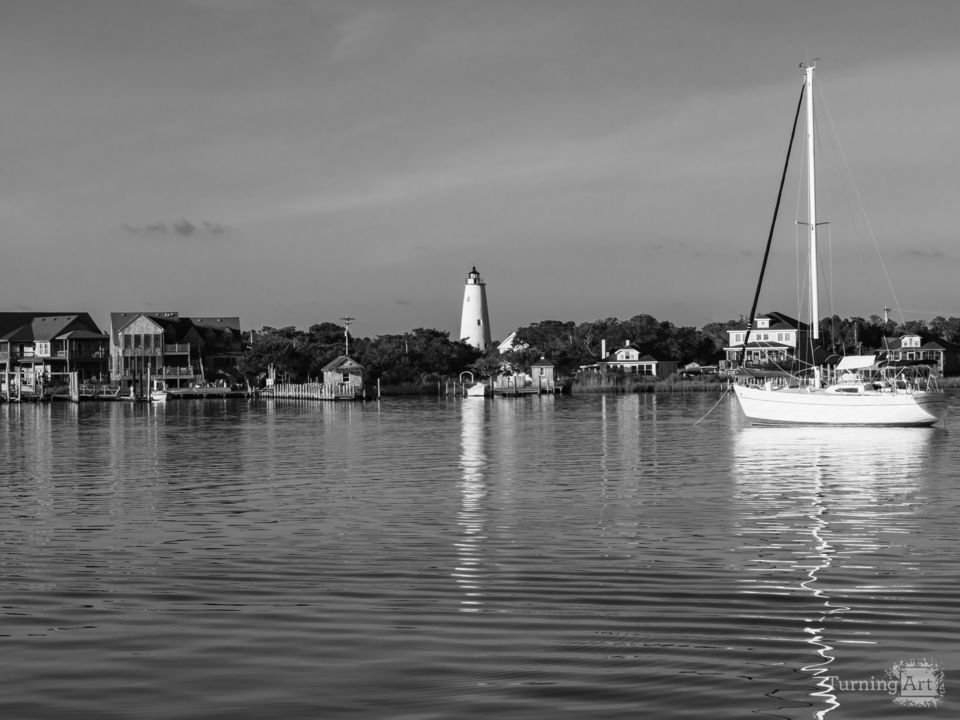 Ocracoke light reflected on silver lake