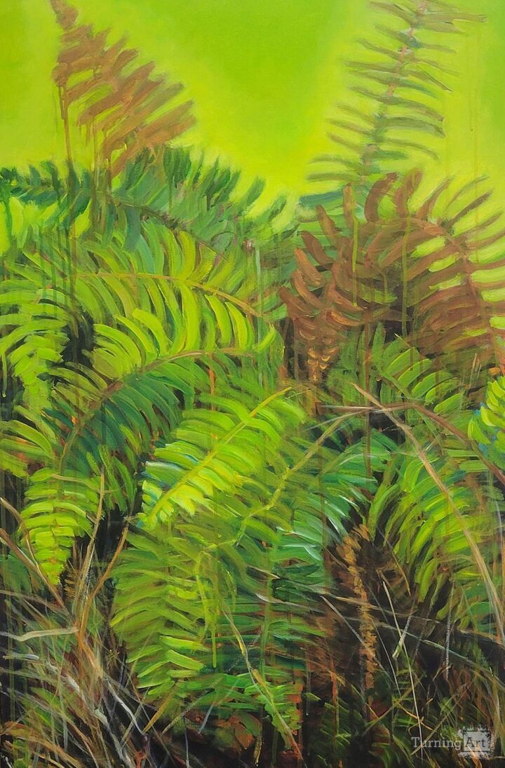 Fern in Lime Green Sky