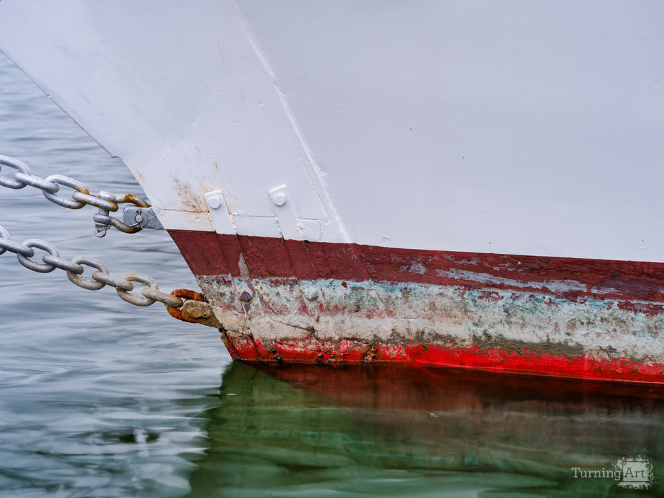 Red and White Chesapeake Bay Schooner Bow
