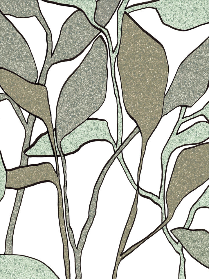 JUNGLE GARDEN 2 SOFT SAGE GREEN ON WHITE