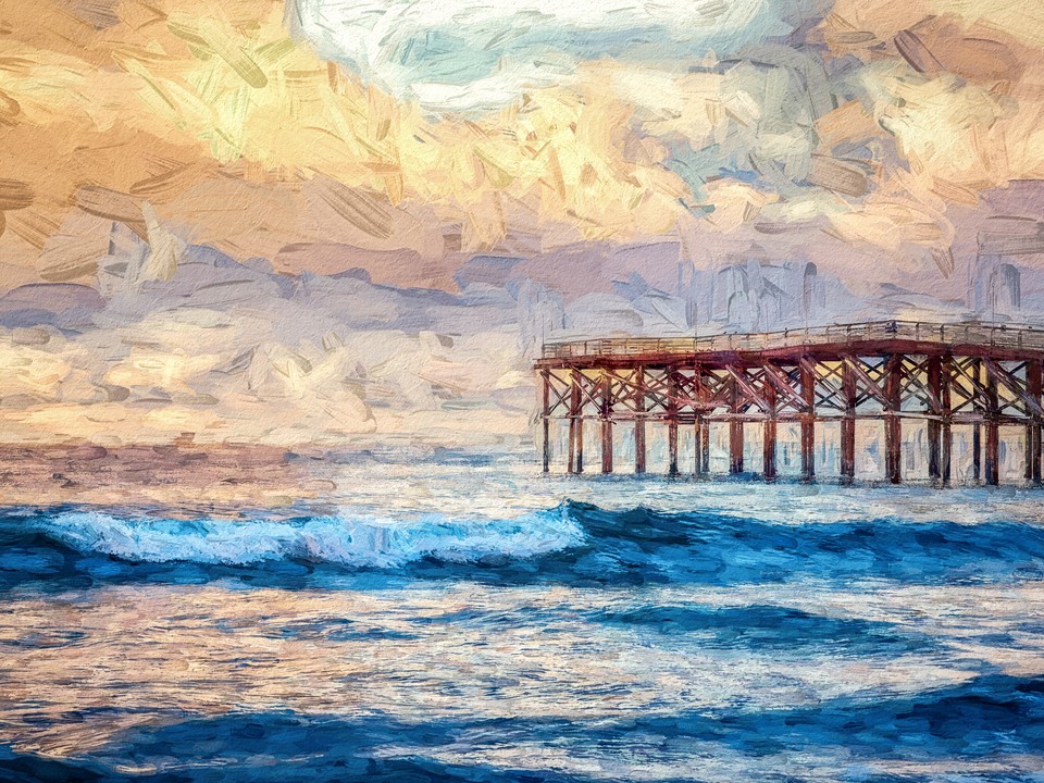 Spectacular Sunrise Crystal Pier Painterly Style
