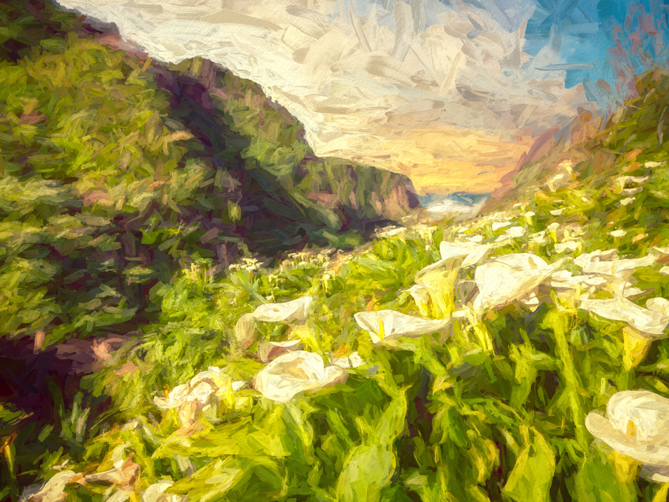 Lilies By The Sea Painterly