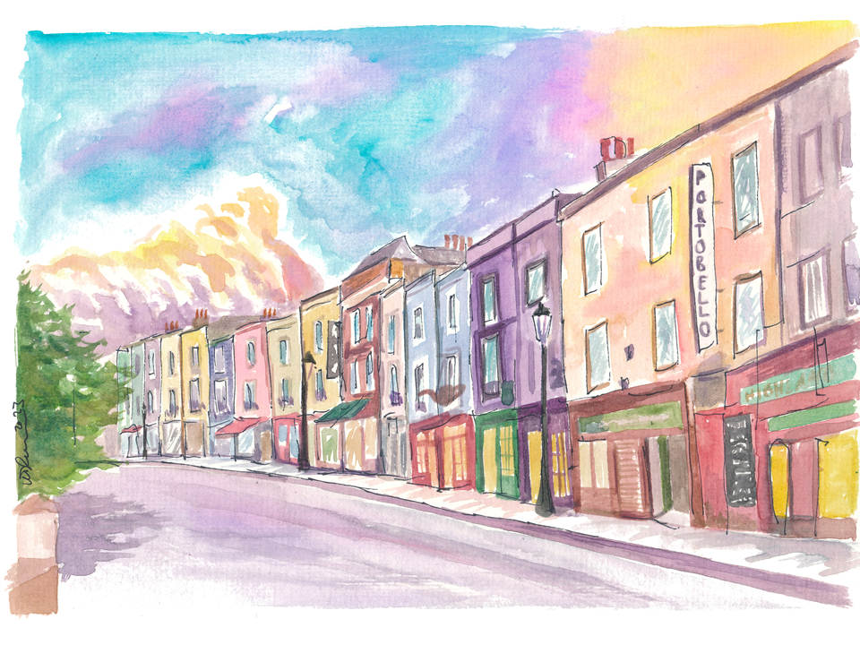 Colorful Portobello Road in Fancy Notting Hill