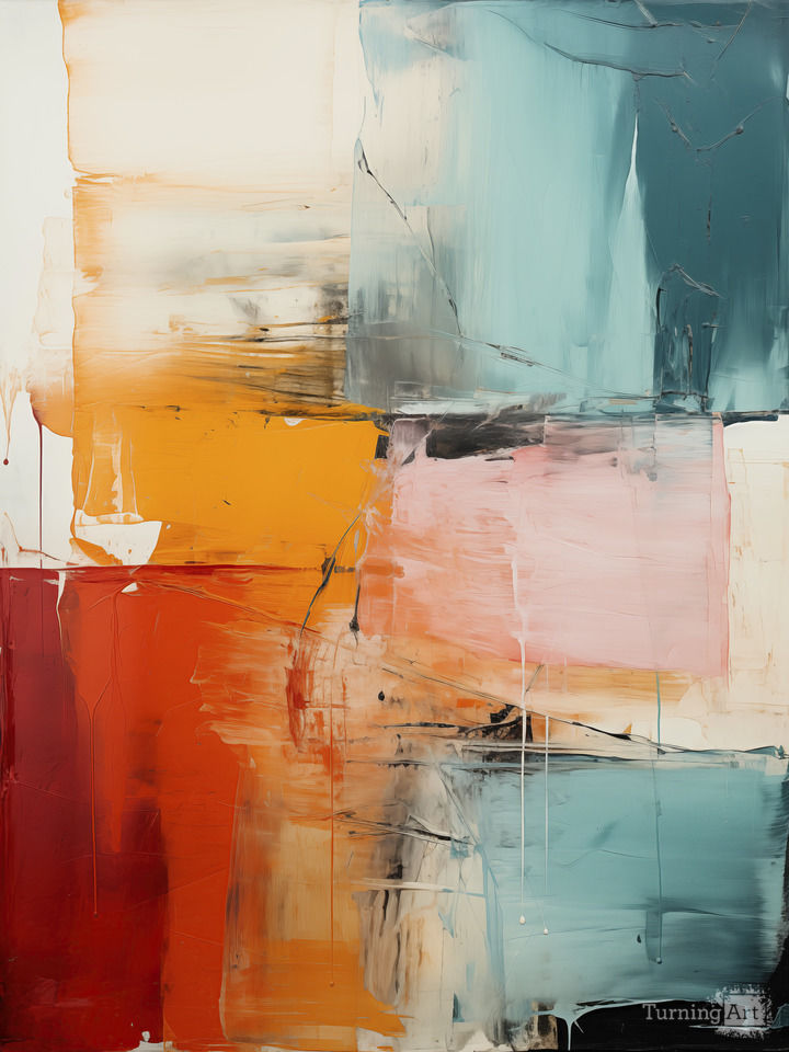 Patchwork, Multi-Color Abstract Painting