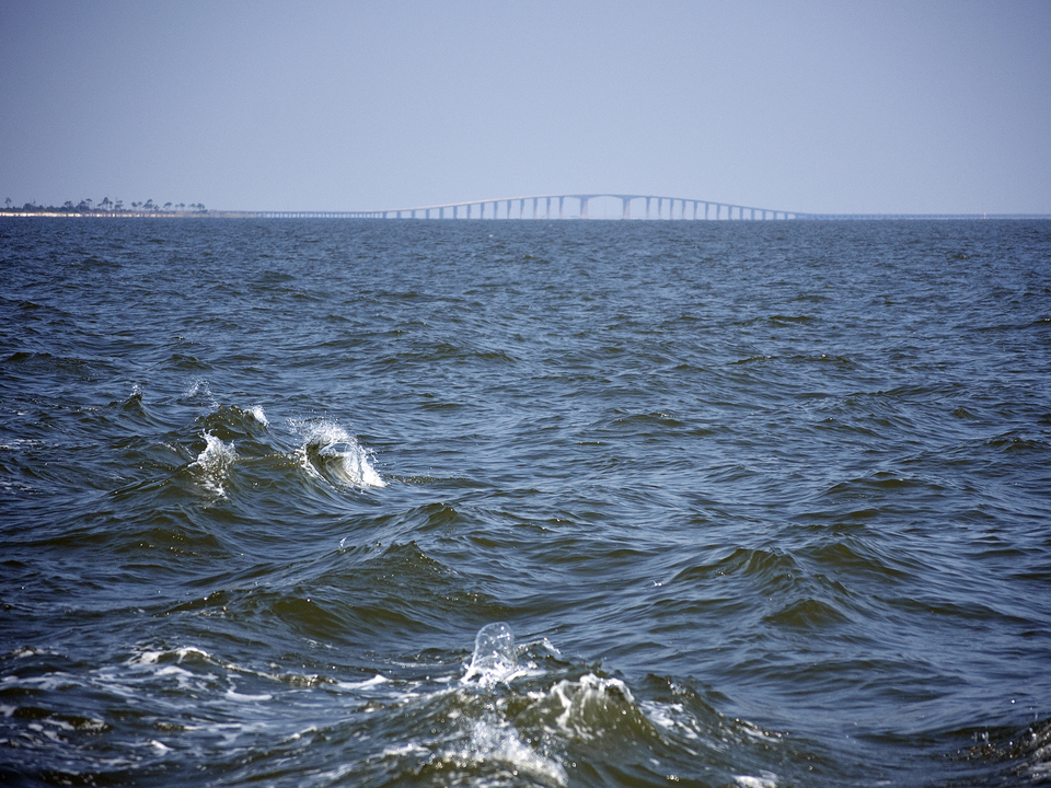 Ocean Waves by the Dauphin Island Bridge