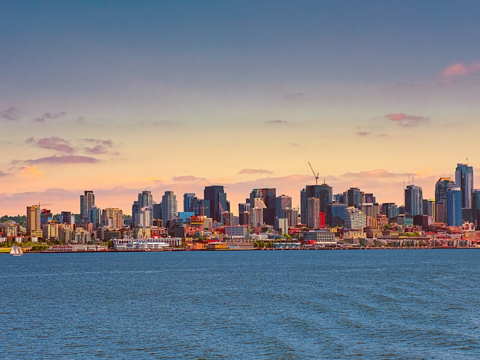Colorful Downtown Seattle Skyline
