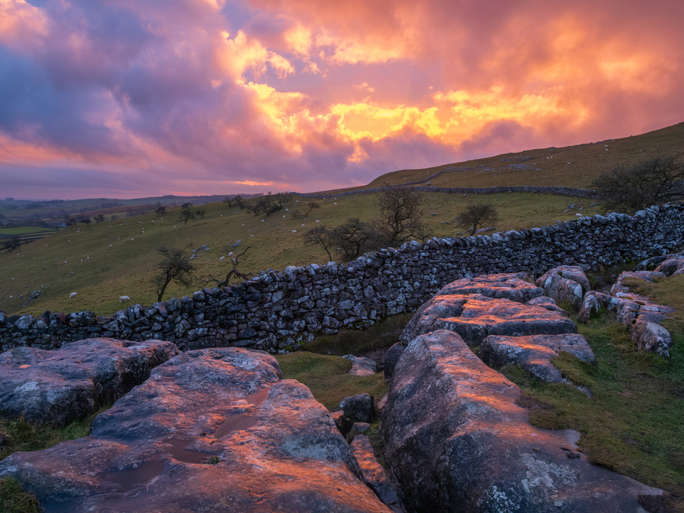 Sunset in Malham, Yorkshire, England