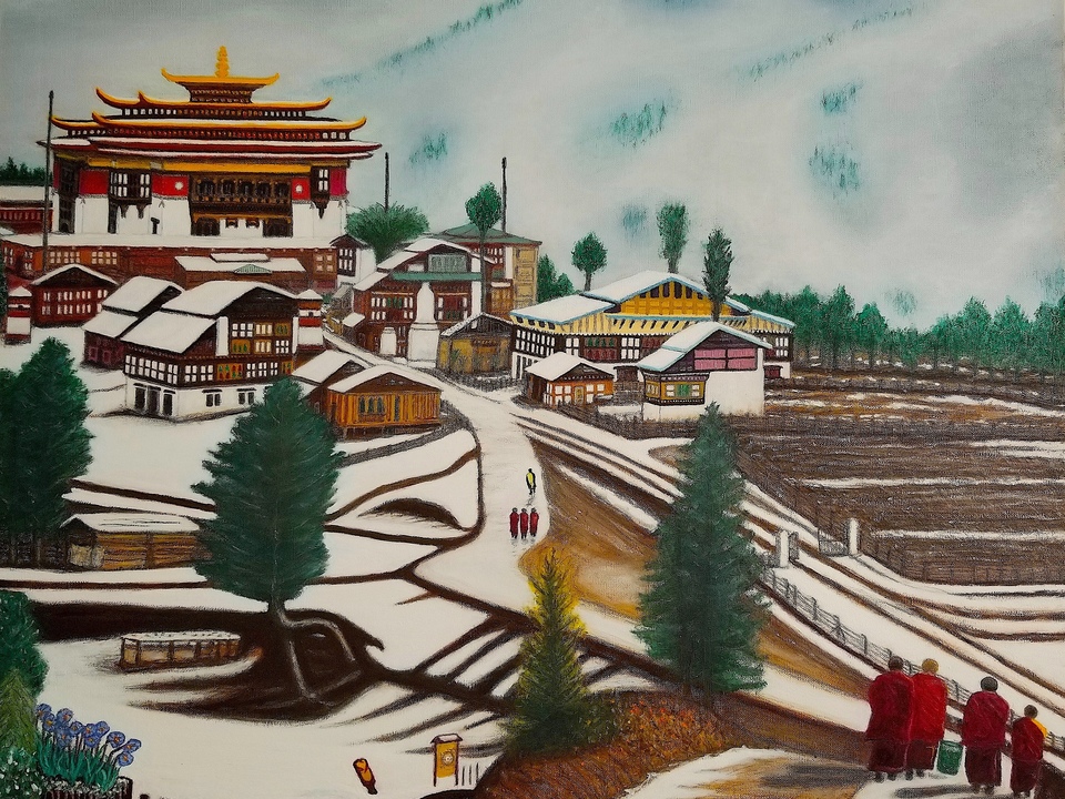 Walking to Gangtey Monastery, Bhutan