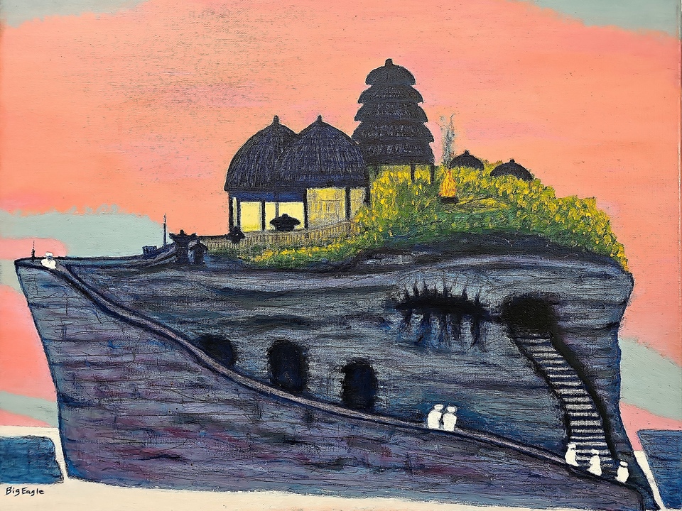 Signal Fire at Tanah Lot, Bali