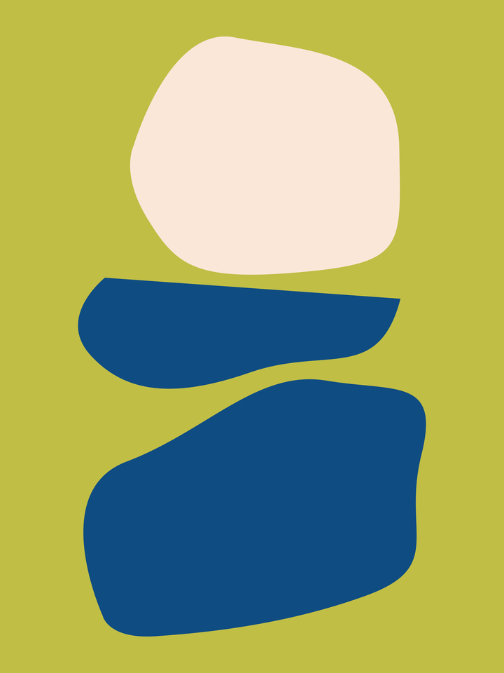 Organic Abstract Shapes in Lime Green and Blue