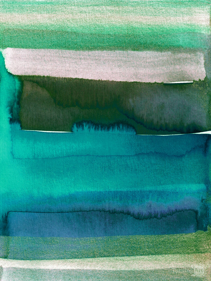 FREE SPIRIT 2 TEAL TIDES WATERCOLOR ABSTRACT (DIPTYCH)