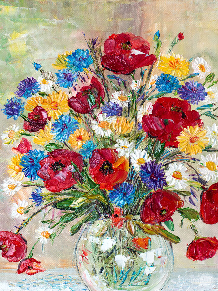 Summer Wildflowers In a Glass Vase 