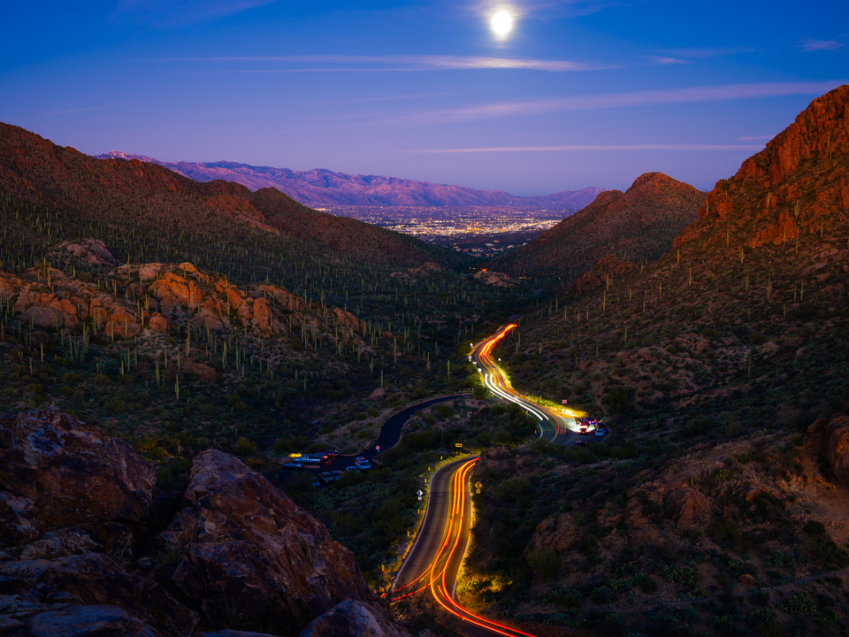 Sunset Moon over Gates Pass