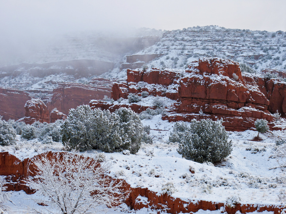 Snowy Redrocks
