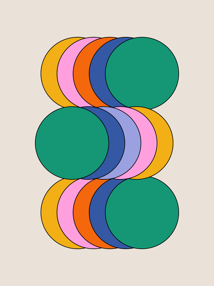 Colorful Bold Modern Mid-Century Geometric Art