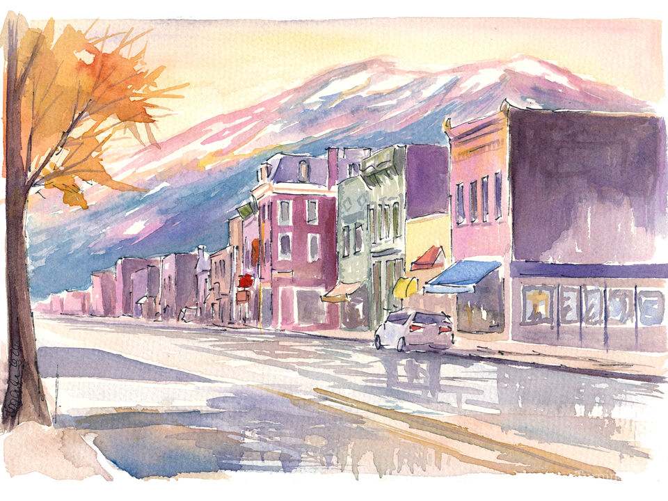 Durango Colorado Main Street Scene in Late Autumn