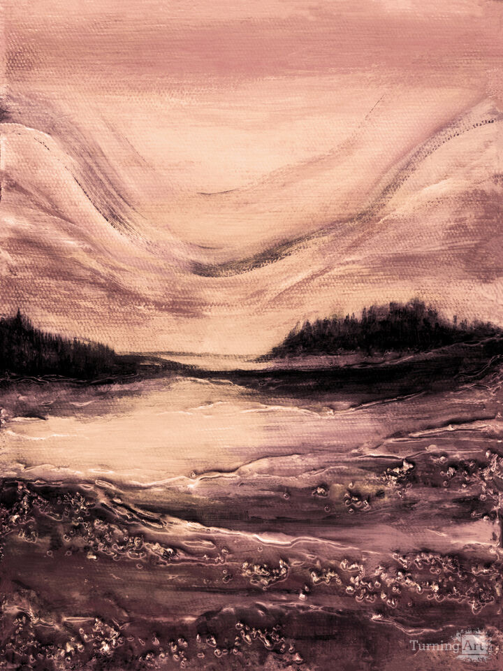 SUNSET GLOW 1 CINNAMON SLATE VERTICAL LANDSCAPE PAINTING