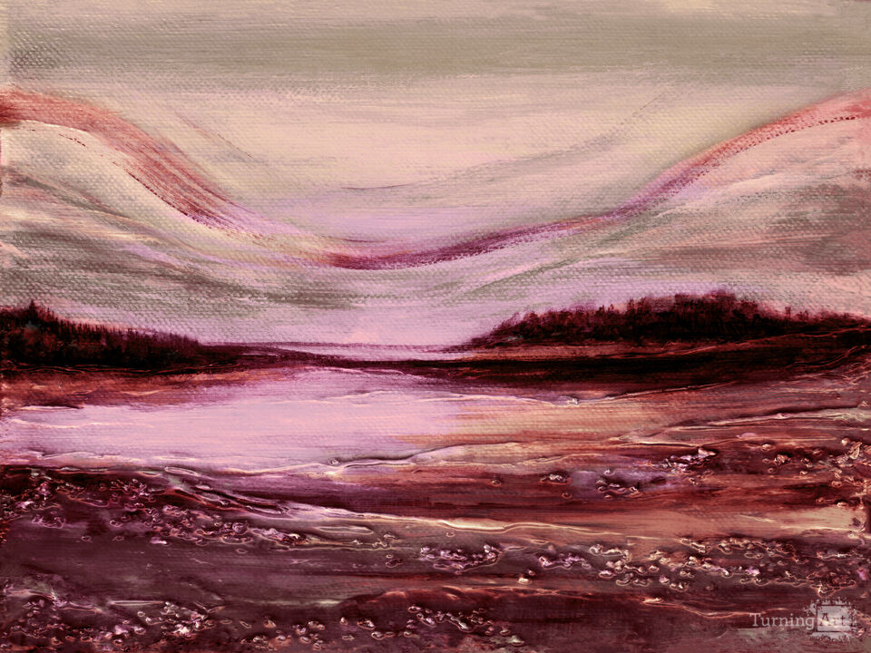 SUNSET GLOW 1 QUIETUDE RUMORS HORIZONTAL LANDSCAPE PAINTING