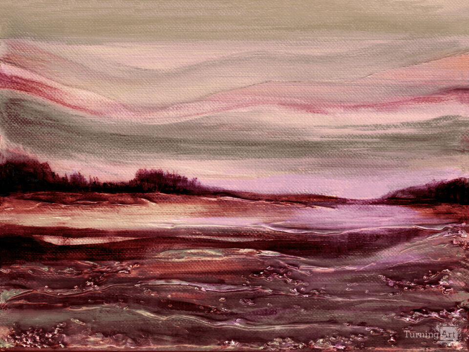 SUNSET GLOW 2 QUIETUDE RUMORS HORIZONTAL LANDSCAPE PAINTING