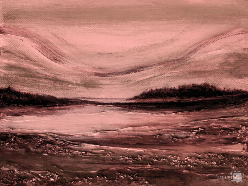 SUNSET GLOW 1 RUM RAISIN BLUSH HORIZONTAL LANDSCAPE PAINTING