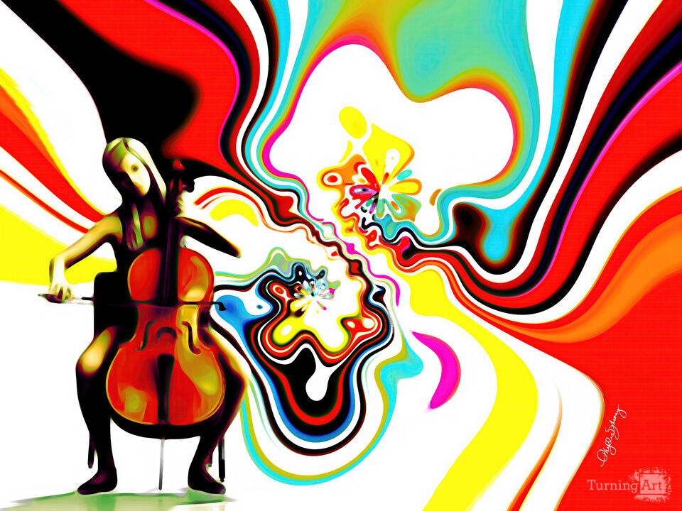 Cellist Radiating Musical Colors