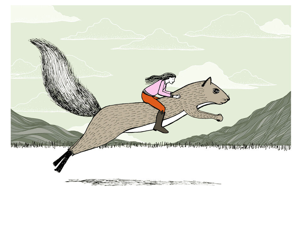 Girl Riding a Squirrel