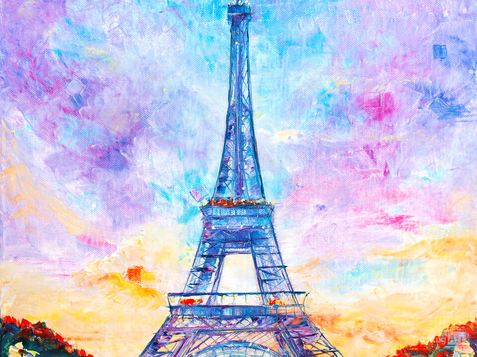 Eiffel Tower. Purple Evening.