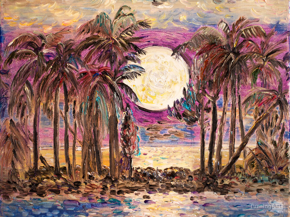 Moonlit Night On The Mediterranean Sea.