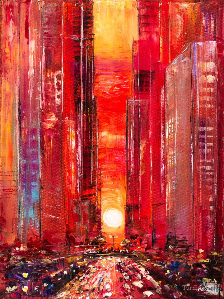 New York. Orange Sunset.