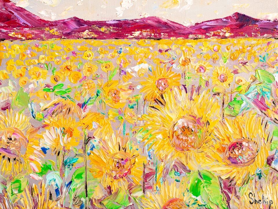 Sunflowers On a Hot Evening .