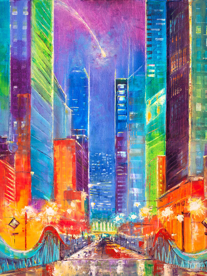 DuSable Bridge. Chicago at Night .