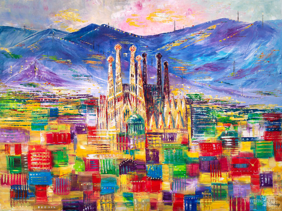 Colorful Barcelona. La Sagrada Familia.