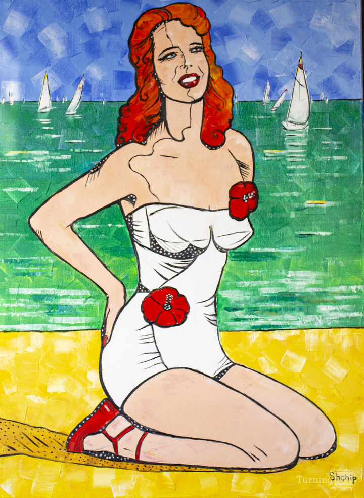 Girl. Sea. Golden sand.