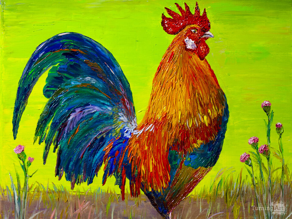 Rooster. Rustic morning.