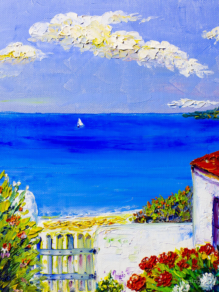 A gate leading to the sea.