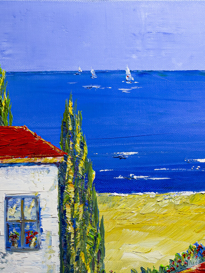 House with cypress trees. Catalonia .