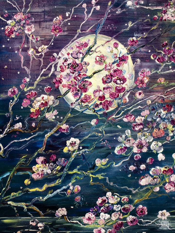 Sakura on a moonlit night.