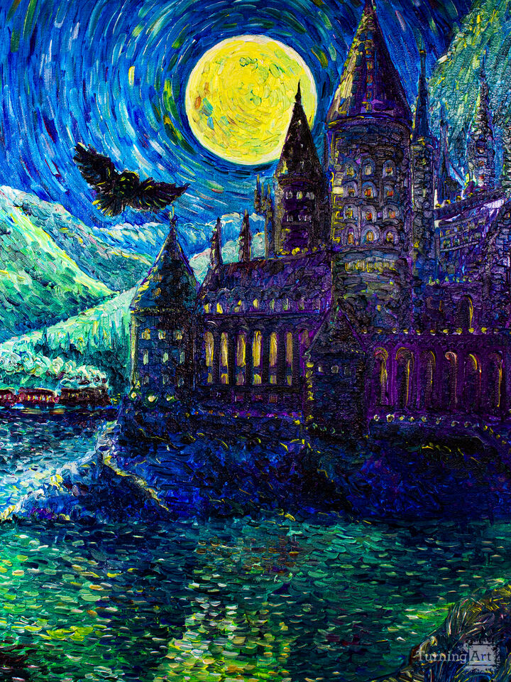 Hogwarts in the moonlight.