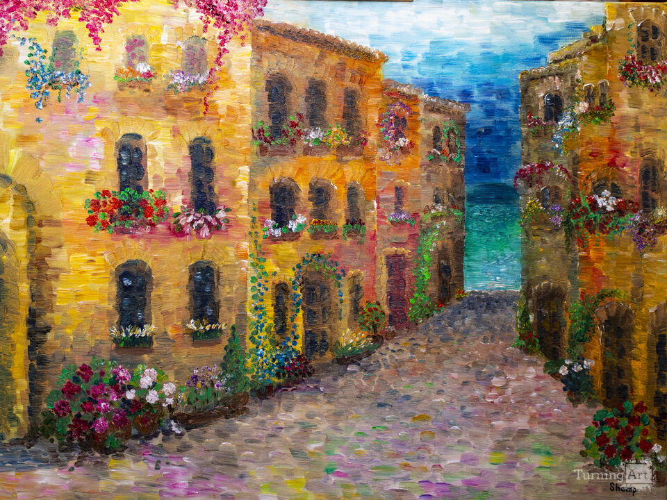 Street leading to the sea. Twilight.