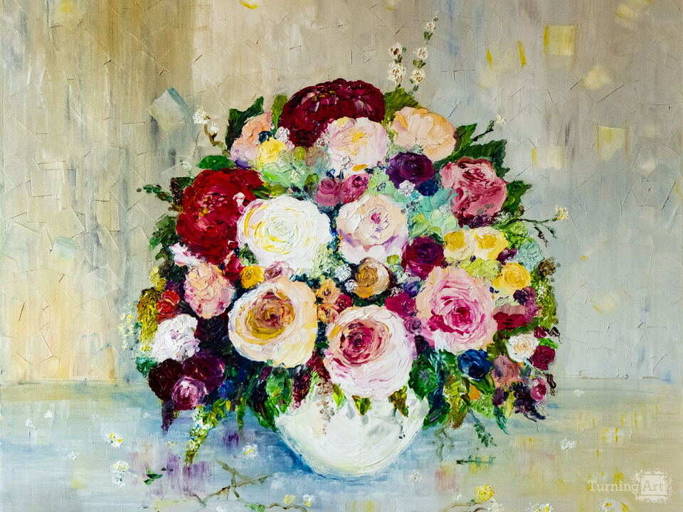 A bouquet of flowers in the English style.