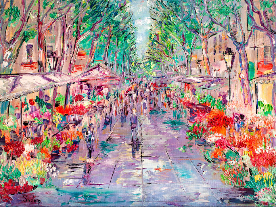 La Rambla, Barcelona. Flower Rows.