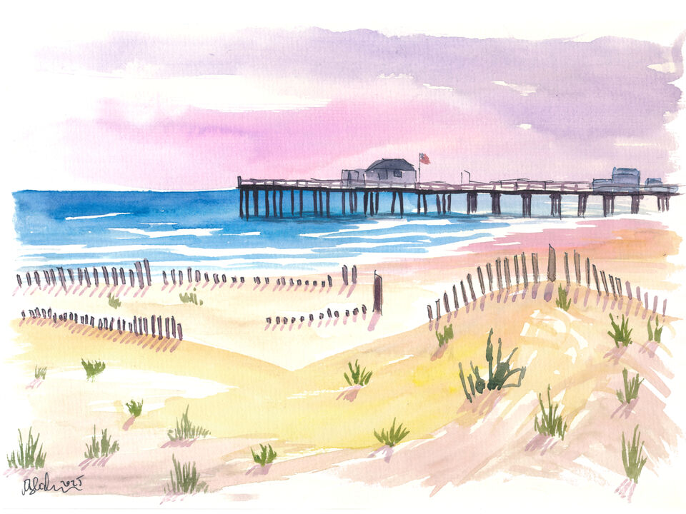 Serene Dunes and Pier at Ocean Grove New Jersey