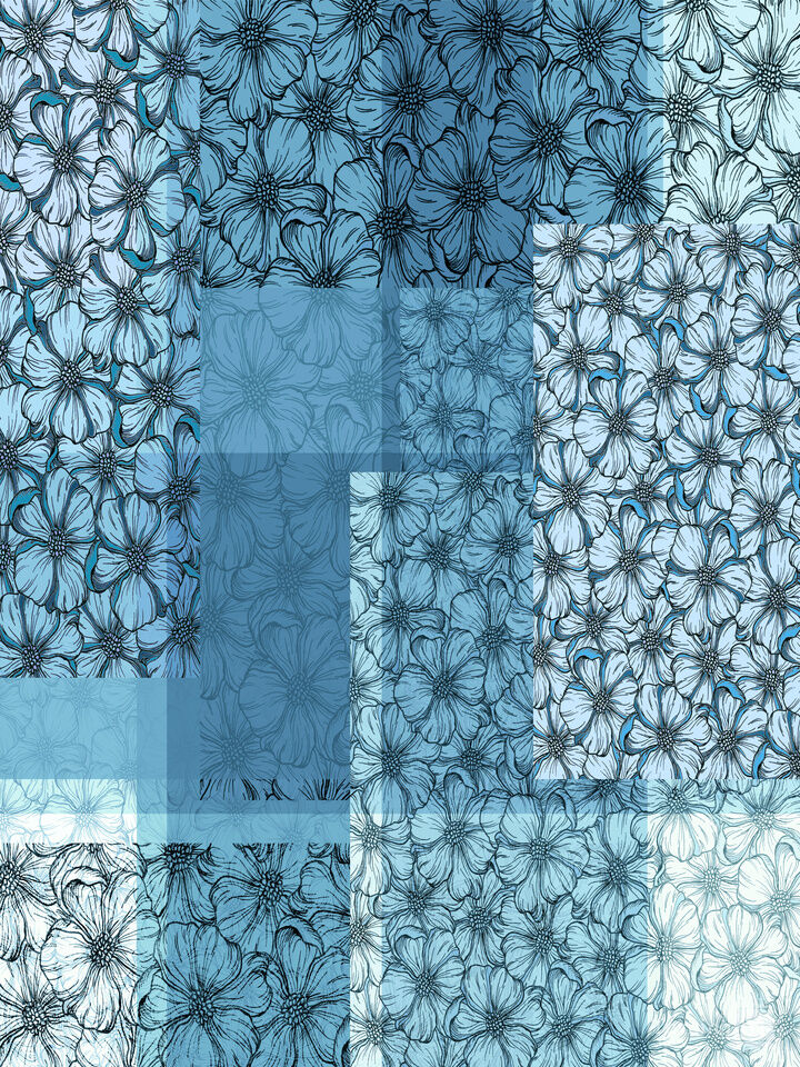 PATCHWORK GARDEN 3 FLORAL ILLUSTRATION GEOMETRIC ABSTRACT