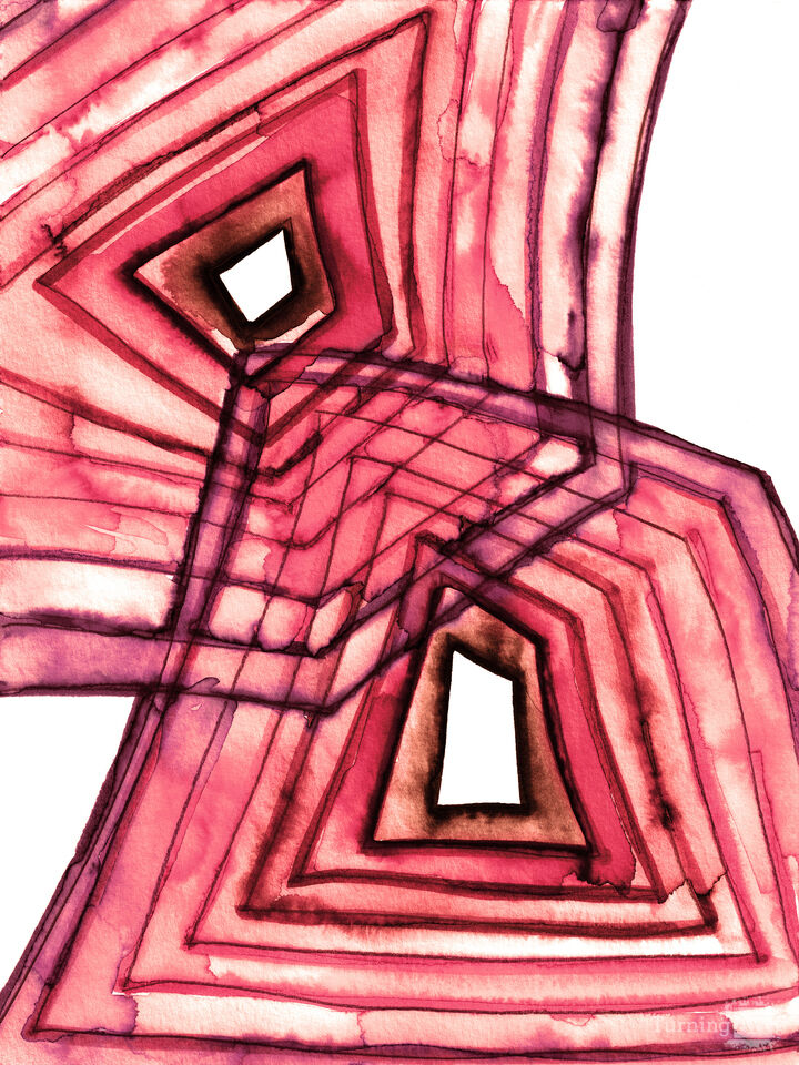 ALTERED GEOMETRY 1 CORAL PINK GEOMETRIC WATERCOLOR