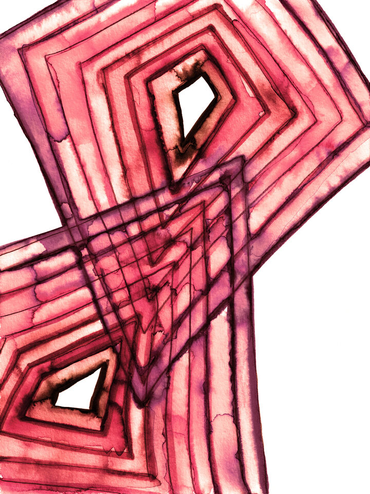 ALTERED GEOMETRY 2 CORAL PINK GEOMETRIC WATERCOLOR