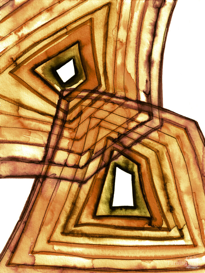 ALTERED GEOMETRY 1 WARM RUST GEOMETRIC WATERCOLOR