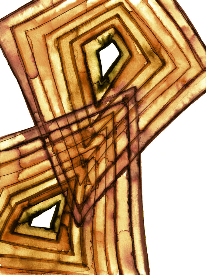ALTERED GEOMETRY 2 WARM RUST GEOMETRIC WATERCOLOR